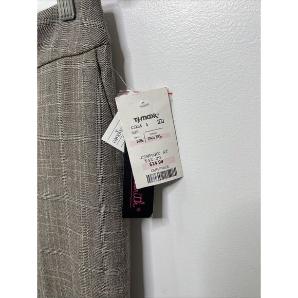 Willi Smith Vtg Y2K Brown Window Pane Plaid Slacks Pants Wide Leg Womens‎ 10 NWT - Picture 4 of 16